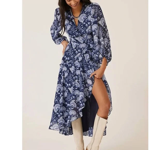 navy blue dress for baby girl Asymmetrical Wrap Dress